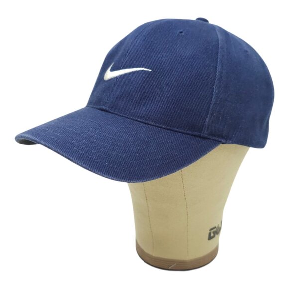 Nike Swoosh Cotton Twill Strapback Cap Hat Baseball Golf Trucker Blue - Picture 2 of 14